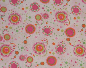 Pink, Green, Orange, and White Fitted Crib/Toddler Bed Sheet