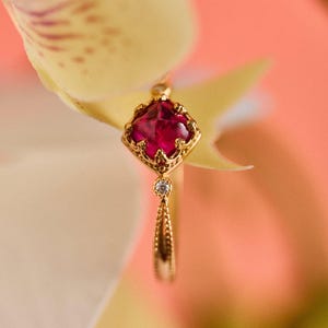 Vintage Ruby Engagement Stacking Ring, Wedding Gift for Wife, Handmade Jewelry