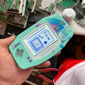 Custom SUICUNE IPS Modded Gameboy Advance backlight with new buttons, shell, glass screen lens. Free Game!