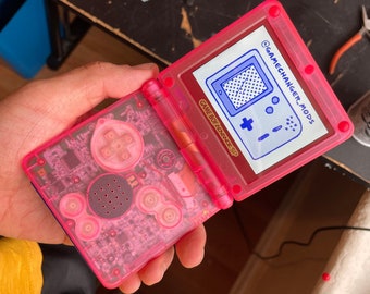 Gameboy Advance SP personalizado com tela IPS modificada para GBASP - tela retroiluminada com bateria, botões, carcaça, lente de vidro da tela e jogo grátis!