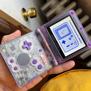 Custom GBASP IPS Modded Gameboy Advance SP - backlit screen with new battery, buttons, shell, glass screen lens, battery, free game!