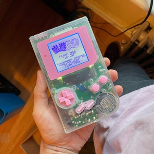 Custom backlit Gameboy DMG, modded bivert Nintendo game boy with glass screen and free game!