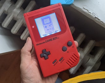 Custom backlit Gameboy DMG, modded bivert Nintendo game boy with glass screen and free game!