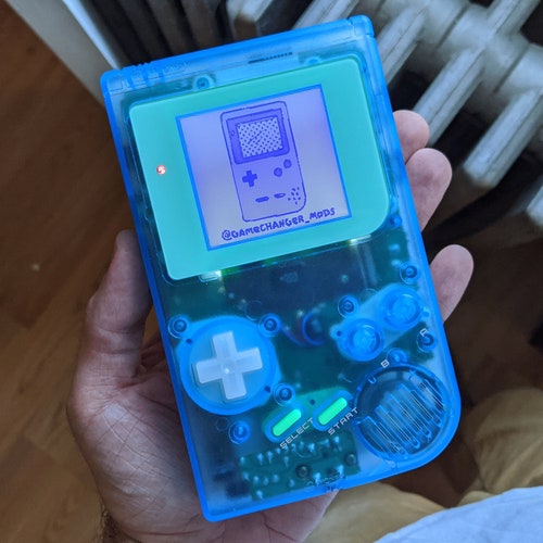 Custom backlit Gameboy DMG, modded bivert Nintendo game boy with glass screen and free game!