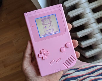 Custom backlit Gameboy DMG, modded bivert Nintendo game boy with glass screen and free game!