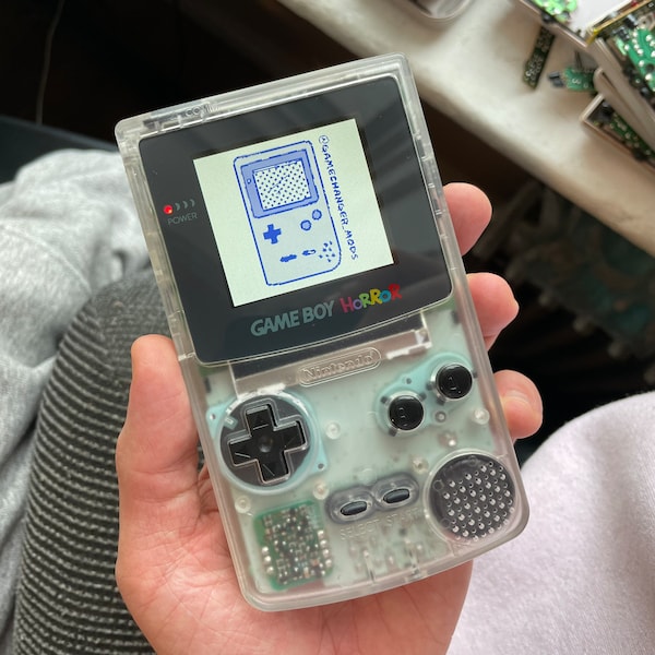 Game Boy Horror IPS BACKLIT Nintendo Gameboy Color and free game! with new housing, speaker, buttons, screen lens. Cool!