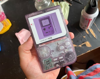 Game Boy Pocket IPS LCD Backlight modded! 36 different color screen palettes, New housing, screen, buttons and free game!