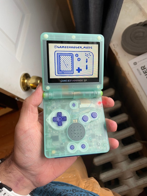 Personalizzato GBASP IPS Modded Gameboy Advance SP schermo retroilluminato  con nuova batteria, pulsanti, scocca, lente dello schermo in vetro, batteria,  gioco gratuito -  Italia