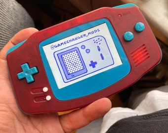 Custom IPS Modded Gameboy Advance backlight with new buttons, shell, glass screen lens. Free Game!