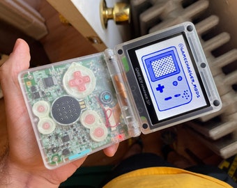 Custom GBASP IPS Modded Gameboy Advance SP - backlit screen with new battery, buttons, shell, glass screen lens, battery, free game!