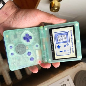 Custom GBASP IPS Modded Gameboy Advance SP - backlit screen with new battery, buttons, shell, glass screen lens, battery, free game!