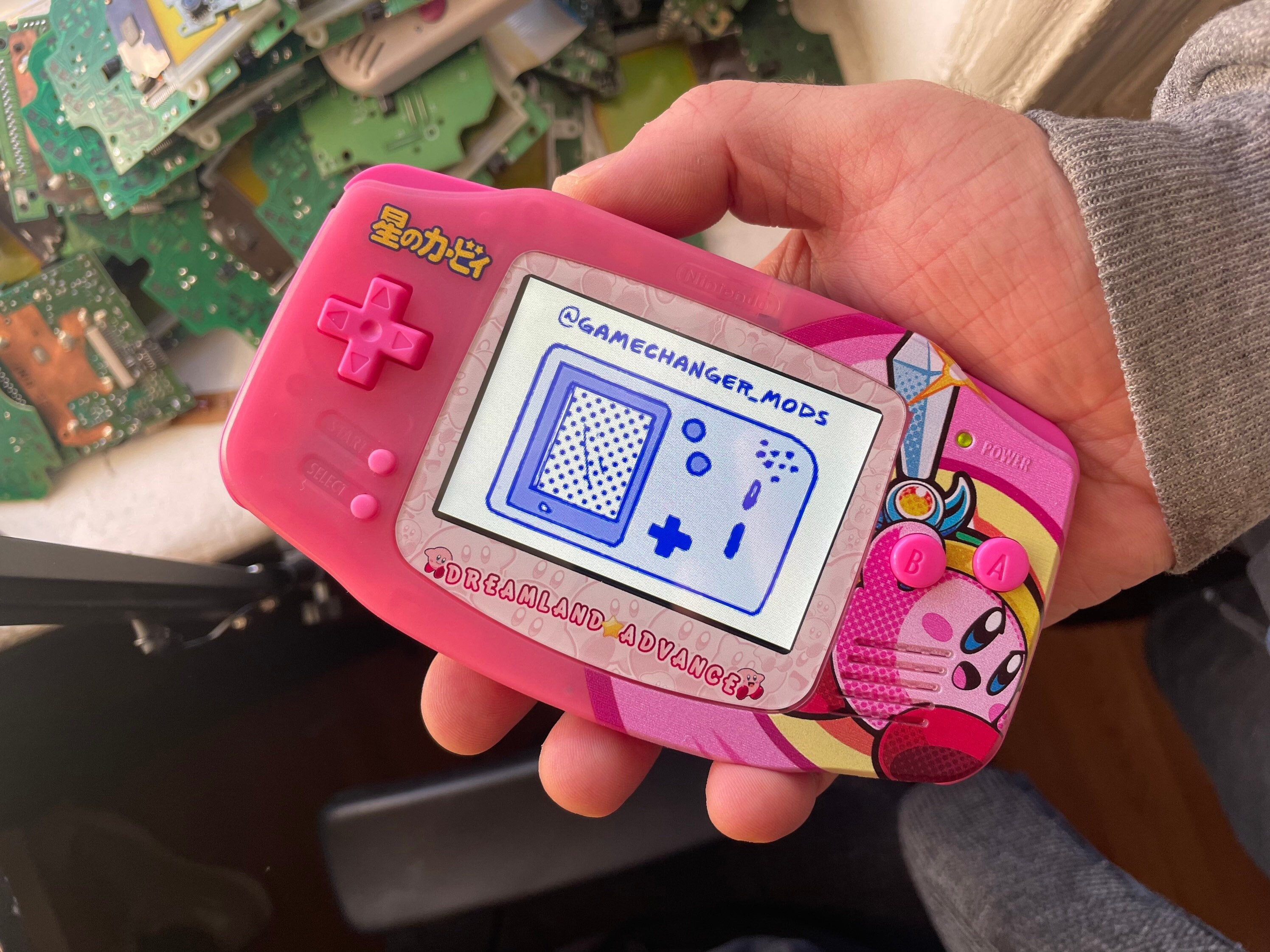 Custom KIRBY IPS Modded Gameboy Advance Backlight With New Buttons