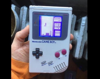 Custom backlit Gameboy DMG, modded bivert Nintendo game boy with glass screen and free game!