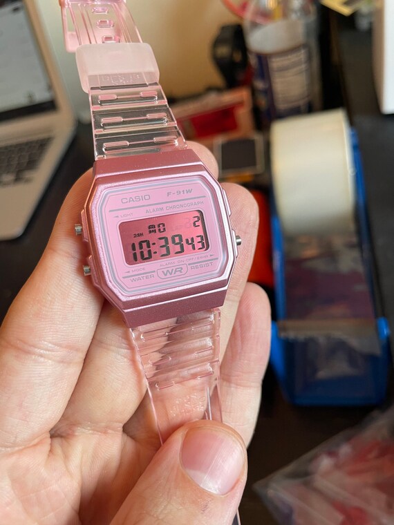 Aangepaste Casio F91-W modded Digitaal Horloge. Negatief LCD | Etsy België