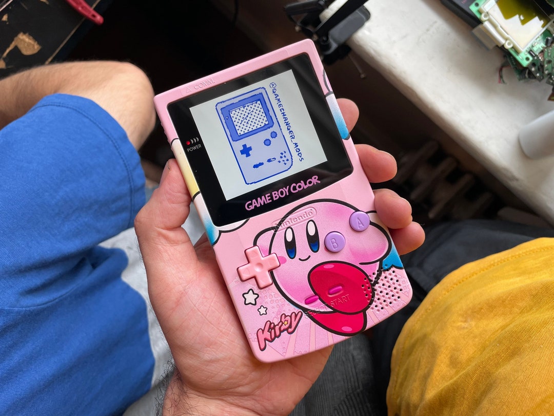 Custom BACKLIT Nintendo Gameboy Color KIRBY and Free Game! With New Housing, Speaker, Buttons ...