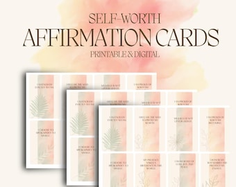 Tarjetas de afirmación de autoestima: motivación positiva diaria (baraja imprimible)