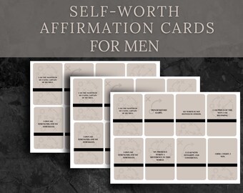 Tarjetas de afirmación de autoestima para hombres: Mentalidad de salud mental (set imprimible)