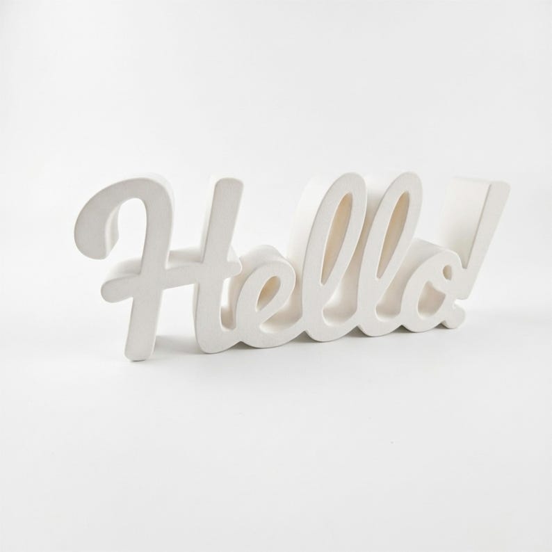 Freestanding Cursive Hello Sign, Farmhouse New Home Decor, PLA Plastic ...