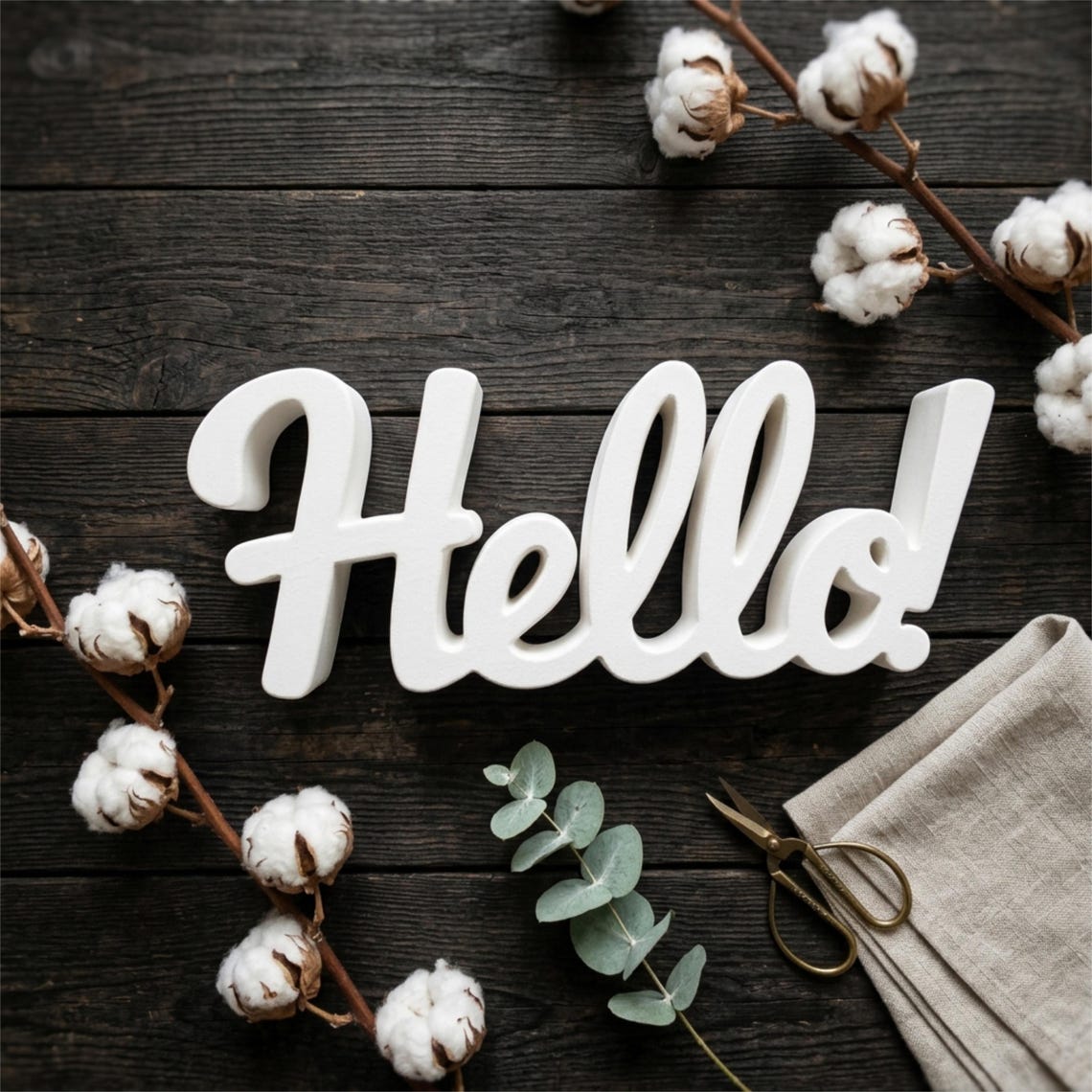 Freestanding Cursive Hello Sign, Farmhouse New Home Decor, PLA Plastic ...