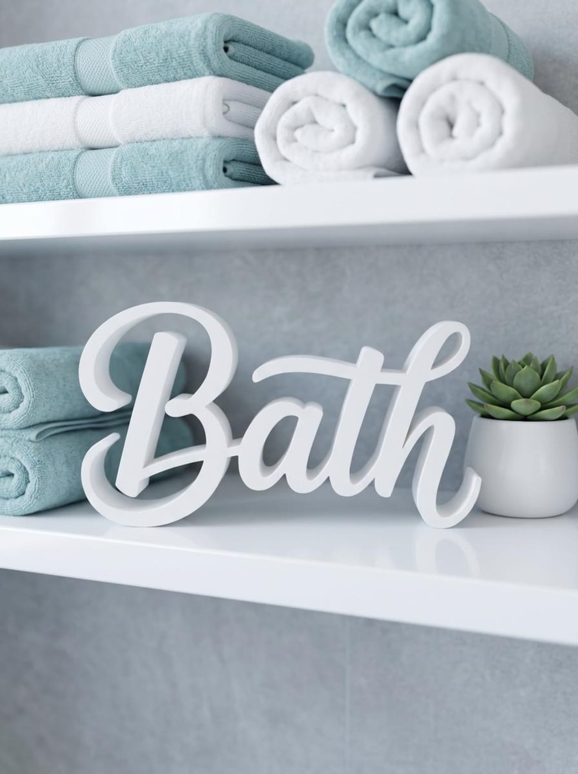 Bath Word Sign, Bathroom Shelf Decor, Bathroom Wall Decor, Cursive ...