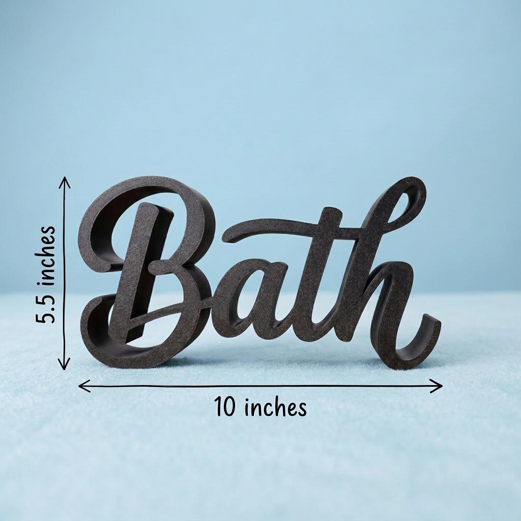 Bath Word Sign, Bathroom Shelf Decor, Bathroom Wall Decor, Cursive ...