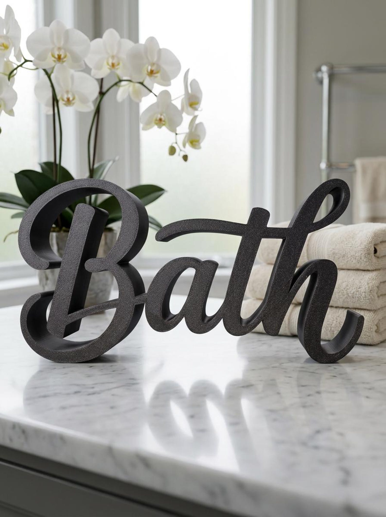 Bath Word Sign, Bathroom Shelf Decor, Bathroom Wall Decor, Cursive ...