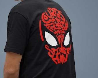 Camiseta tipográfica extragrande de Spiderman en la espalda / Camiseta gráfica de Spiderman