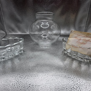 Princess House Heritage Crystal Lamp Shade And Silverware Holders