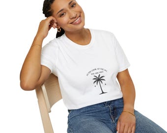 Palm Tree Starry Sky T-Shirt,  Chill Vibes Quote Tee,  Boho Wanderlust Shirt, Inspirational Summer Aesthetic Top, Unisex Soft Cotton Tee