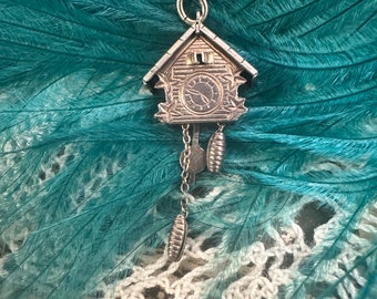 Vintage Silver Cuckoo Clock Movable Charm Pendant Souvenir Finding Bracelet Necklace Anklet 3D Chains Miniature Dollhouse