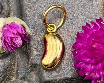 TINY BEAN Gold Stainless Steel Charm Pendant for Necklace Jewelry Earrings Bracelet Gift Her Dainty