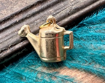Vintage Raw Brass 3D GARDEN WATERING CAN Charm for Necklace Earrings Bracelet Anklet Pendant Gold Gift for Her Dainty Gardening Plant