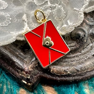 Vintage Style EMAILLE LOVE BRIEF Charm Anhänger für Halskette Ohrringe Armband Vergoldet Schmuckherstellung Lieferungen Herz Hinweis Rot Geschenk Her