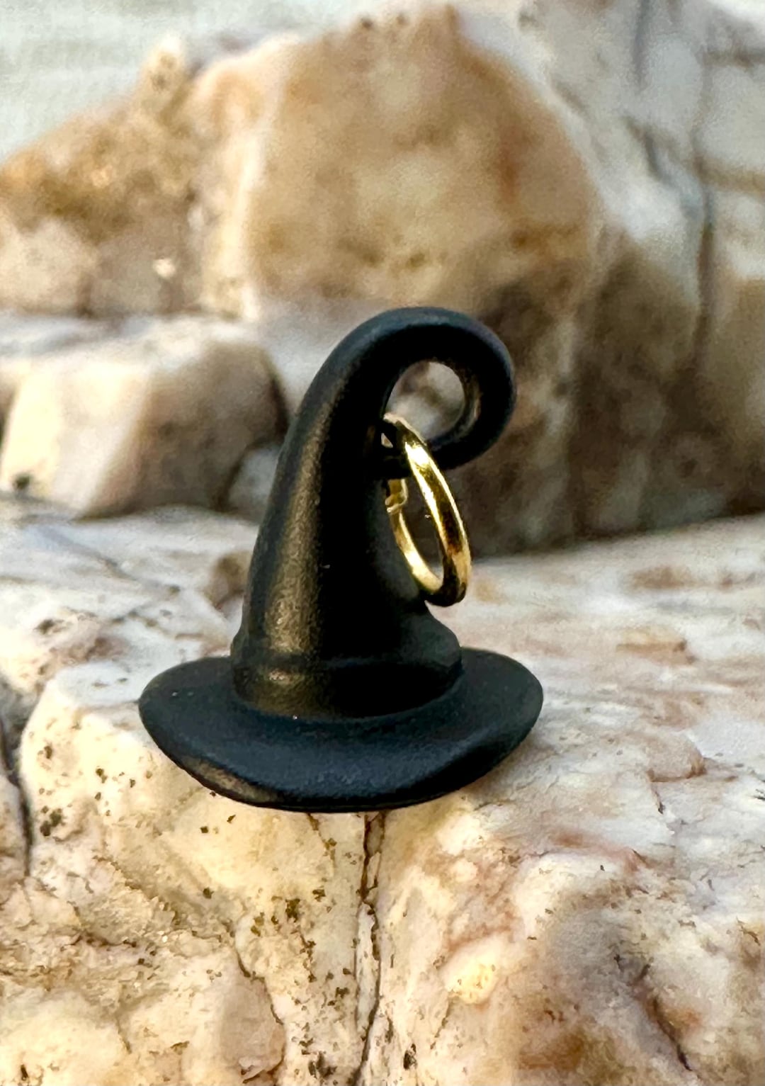 Witchy Black TINY WITCH HAT Charm Pendant for Necklace Earrings Gold ...