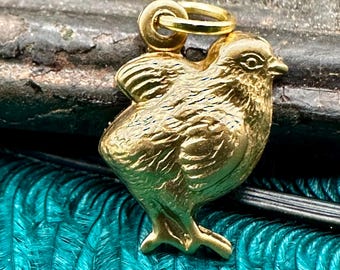 Vintage Raw Brass TINY BABY CHICK Charm for Necklace Pendant Gold Lover Jewelry Making Earrings Bracelet Gift For Her Chicken Pet Easter