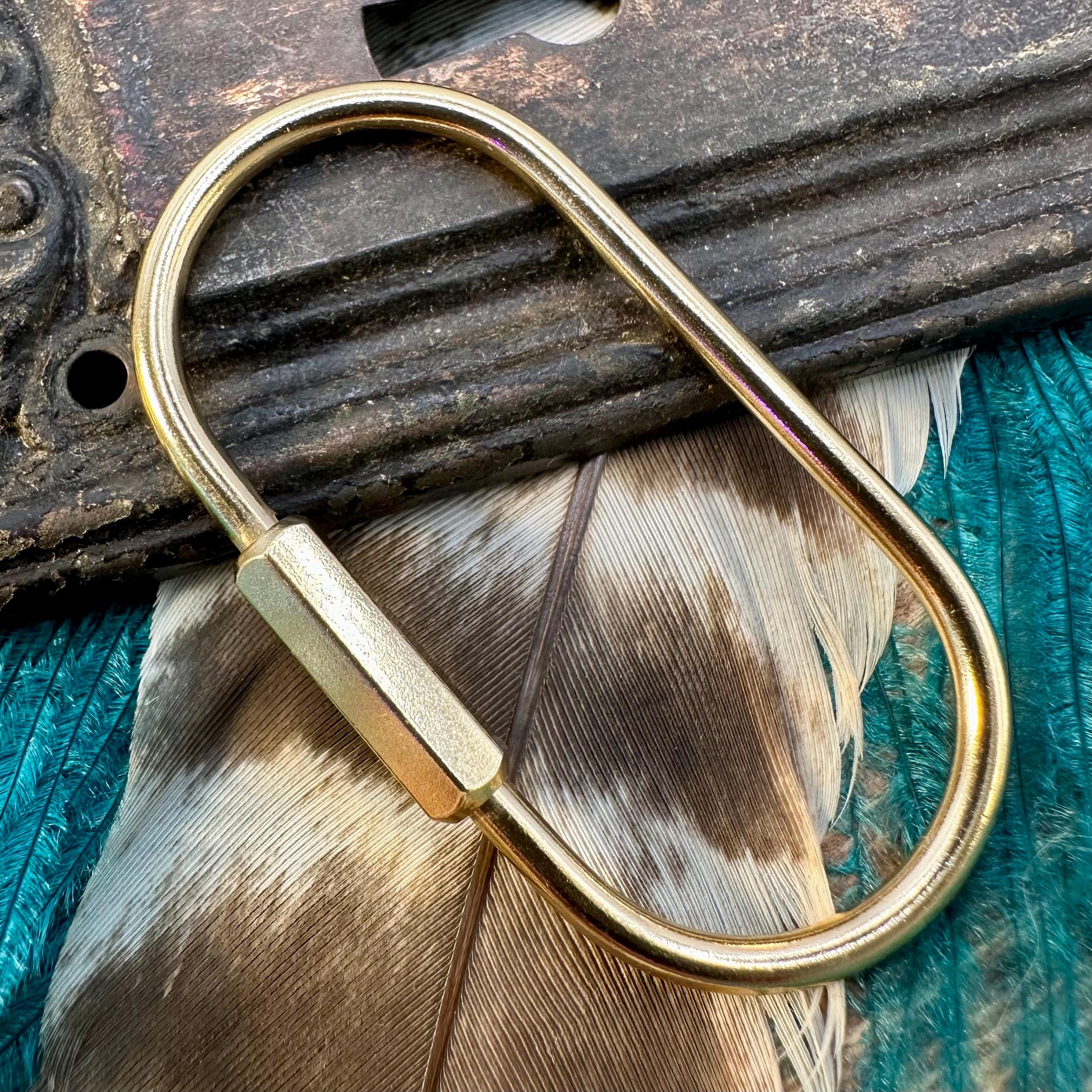 Vintage Style Brass Large OVAL CARABINER CLASP Key Fob Charm