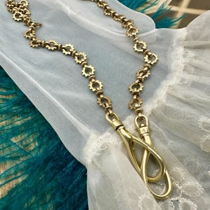 Collar con dije de reloj de sol de latón estilo victoriano, doble clip giratorio, cadena para reloj de bolsillo con dije de perro, añade tus propios dijes, dorado personalizado, elegante
