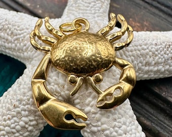 ザリガニペンダント、金メッキ金属、防水、金色のザリガニチャーム