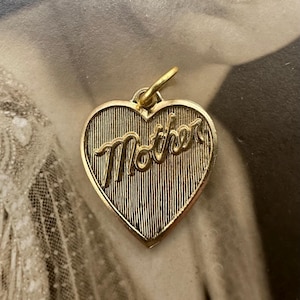 Vintage Raw Brass MOTHER HEART Charm For Necklace Pendant Gold Stamping Mother’s Day Gift Mom Birthday Her Woman