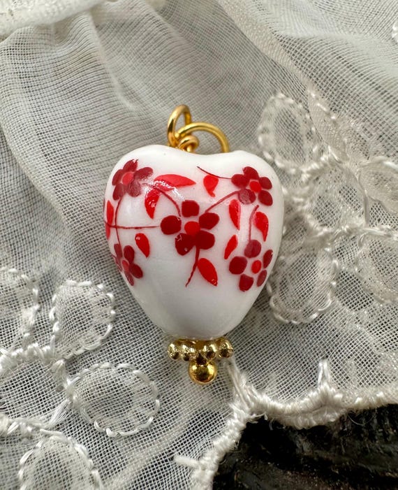 Gold Rose Heart Charm - Heart Pendant With Rose - 10 Karat Solid Gold - Heart Necklace For Her - Great For Gifts - Optional Gold Chain