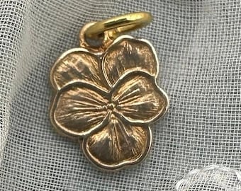 Vintage Victorian Raw Brass TINY PANSY FLOWER Floral Charm for Necklace Pendant Gold Stamping Romantic Gift Jewelry Making Earrings Dainty