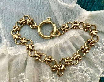 Victorian Style Brass CHARM HOLDER BRACELET Spring Ring Pocket Watch Chain Make Your Own Add Charms Fancy Vintage Chain Gold Gift For Her