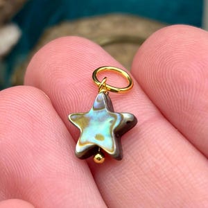 Petite étoile d'ormeau breloque pour collier pendentif boucles d'oreilles cadeau pour elle fabrication de bijoux en or coquillage naturel délicat