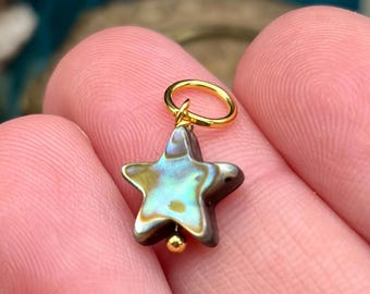 ABALONE TINY STAR Charm for Necklace Pendant Earrings Gift for Her Gold Jewelry Making Shell Natural Dainty