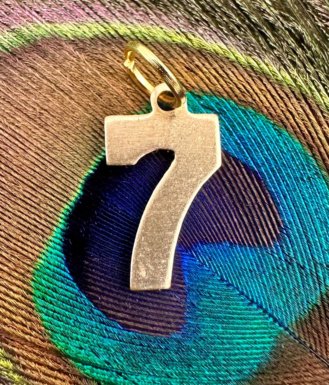 Vintage Raw Brass Small NUMBER 7 SEVEN Charm Pendant for Necklace Gold ...