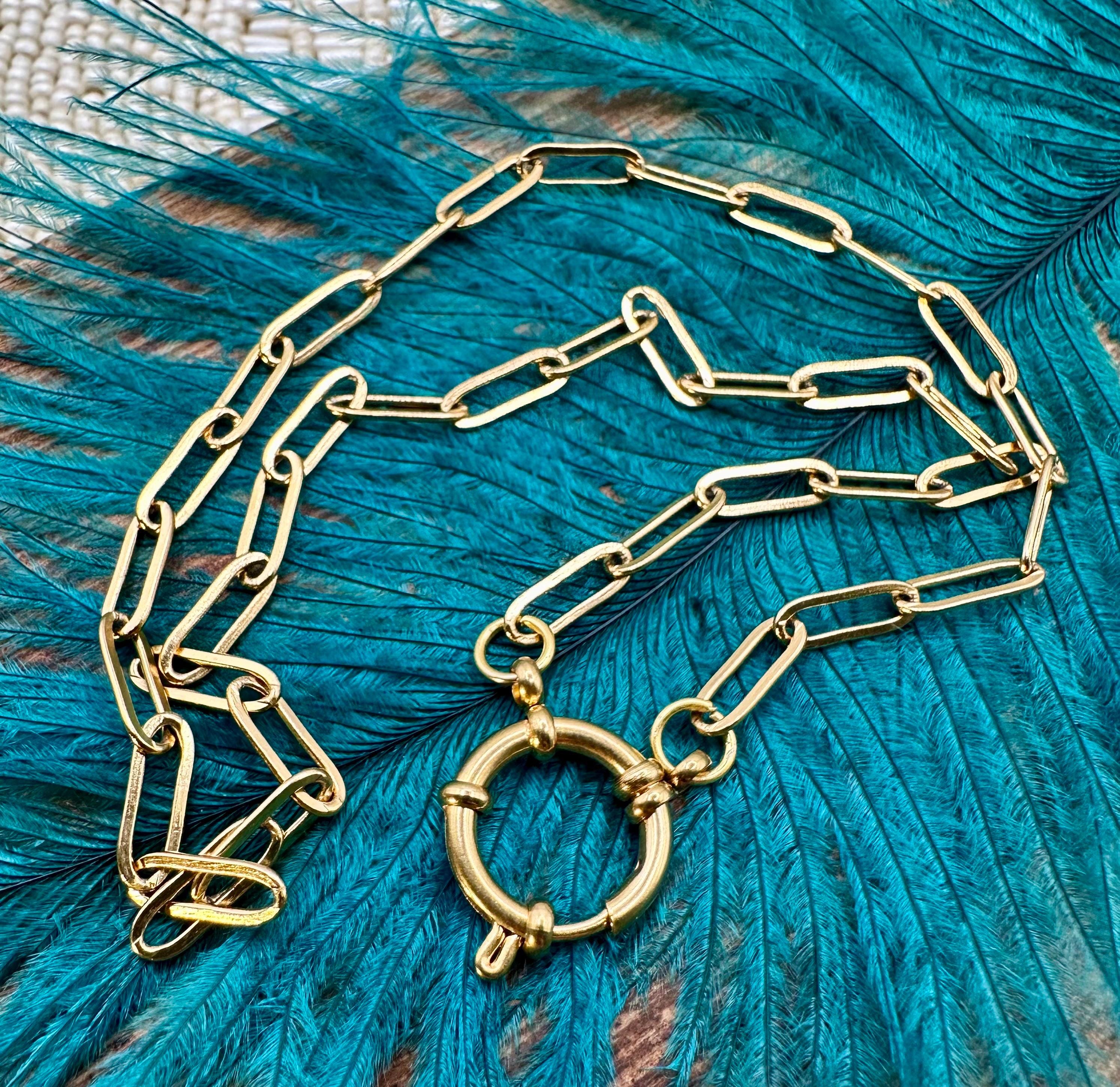 DIY Gold CHARM HOLDER Paperclip Necklace Spring Ring Make Your Own Add ...