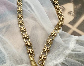 Victorian Style Brass CHARM HOLDER Necklace Spring Ring Swivel Clip Dog Fob Pocket Watch Chain Make Your Own Add Charms Custom Gold Fancy