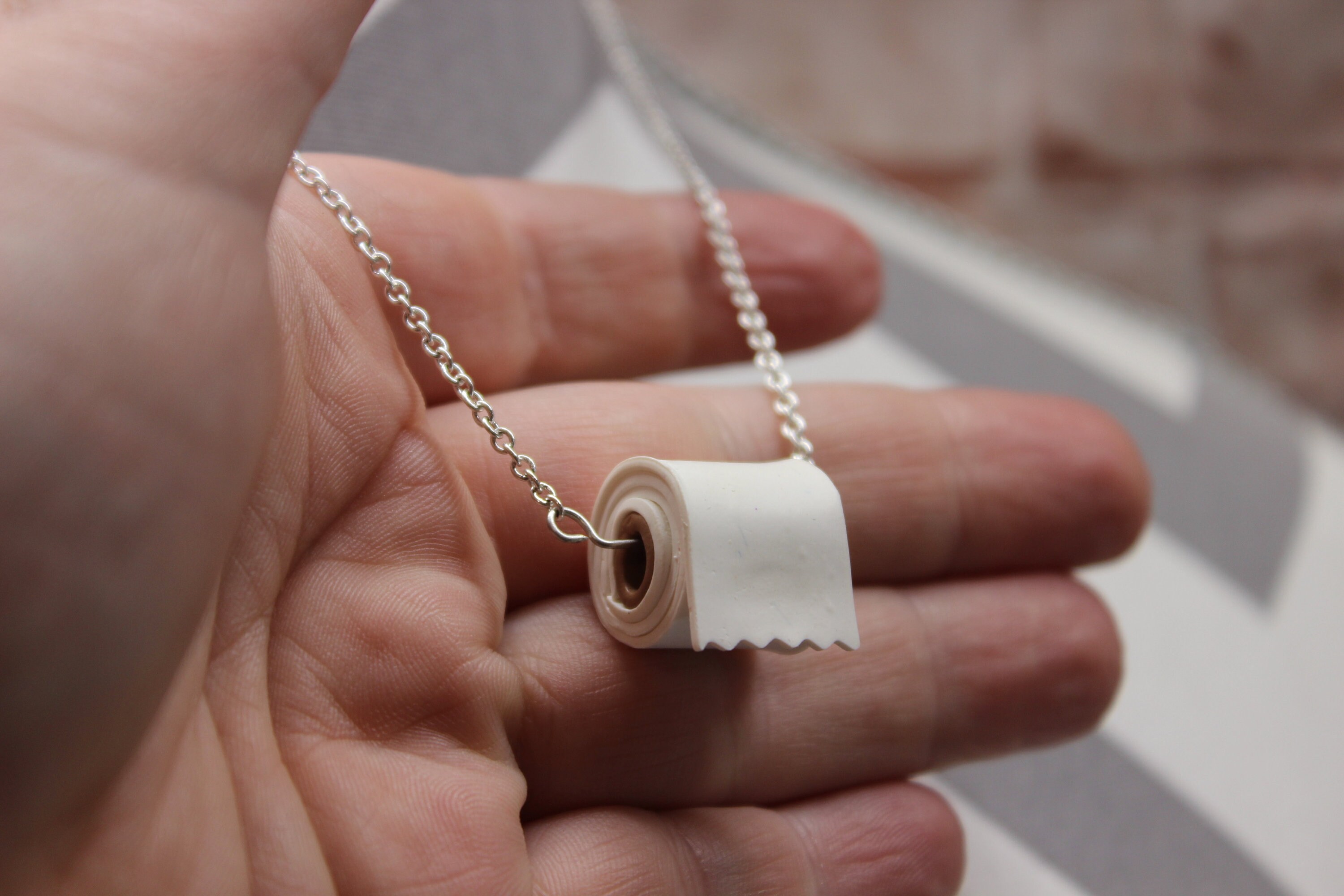 ORIGiNAL USA Link Chain TOILET PAPER Roll Necklace Silver Etsy