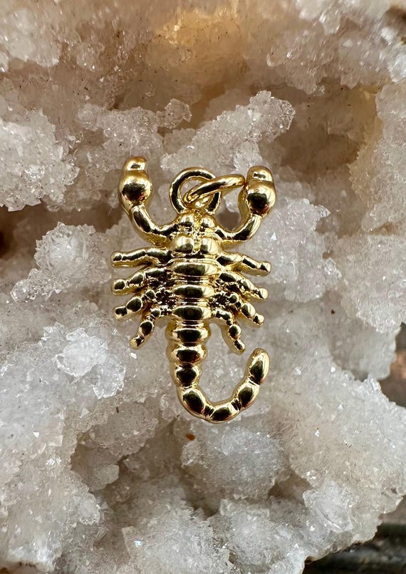 小さな蠍座の金メッキチャームペンダント。ネックレス、ジュエリー