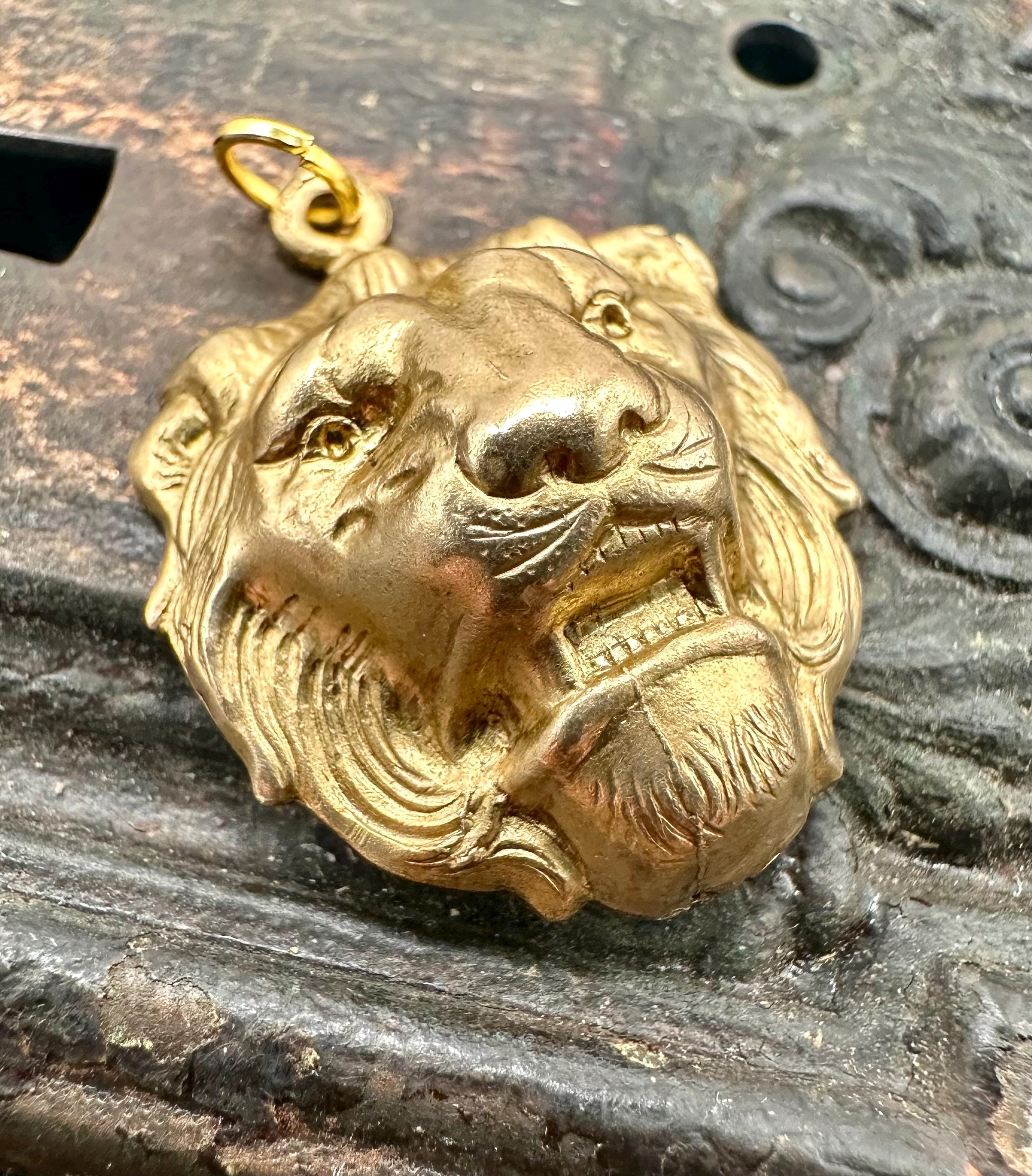 Vintage Charm LION HEAD for Necklace Raw Brass Bracelet  display picture 2